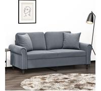 vidaXL Canapé 2 places 140 cm avec oreillers – Velours gris foncé – 3200946
