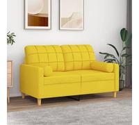 vidaXL Tweezitsbank met sierkussens 120 cm stof lichtgeel3200779 Jaune G