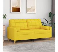 Canapé 2 places avec oreillers jaune clair 140 cm tissu