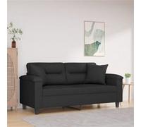 Canapé 3 places avec oreillers noir 180 cm tissu microfibre canapé vidaXL