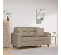 vidaXL Canapé 2 places 3200965 avec oreillers tissu microfibre 120 cm Taupe