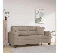 vidaXL Canapé 2 places avec oreillers taupe 140 cm tissu microfibre Beige G