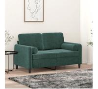 vidaXL Canapé 2 places avec oreillers vert foncé 120 cm velours, canapé, causeuse, canapé de salon, canapés, canapé 3200873