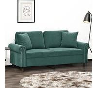 vidaXL Canapé 2 places rembourré velours 140 cm avec oreillers Vert foncé