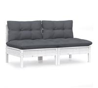 Vidaxl Canapé 2 Places De Jardin Avec Coussins Anthracite Bois De Pin