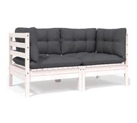 Vidaxl Canapé 2 Places De Jardin Et Coussins Blanc Bois De Pin Solide Blanc