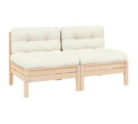 vidaXL Salon de jardin 3 pièces 806652 Bois de pin massif avec coussins blancs