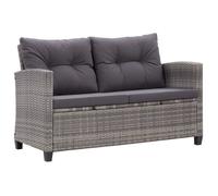 vidaXL Canapé 2 places de jardin et coussins Gris 124cm Résine tressée