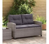 vidaXL Canapé 2 places de jardin et coussins Gris 124cm Résine tressée
