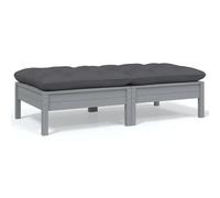 Vidaxl Canapé 2 Places De Jardin Et Coussins Gris Bois De Pin Solide Multicolore