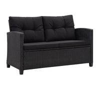 Vidaxl Canapé 2 Places De Jardin Et Coussins Noir 124cm Résine Tressée Noir