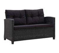 vidaXL Canapé 2 Places de Jardin avec Coussins Canapé de Patio Meuble de Terrasse Sofa de Jardin Balcon Extérieur Noir 124 cm Résine Tressée