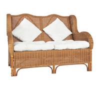 vidaXL Canapé 2 places Marron clair Rotin naturel et lin