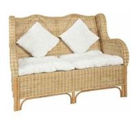 vidaXL Canapé 2 places Rotin naturel et lin Beige G