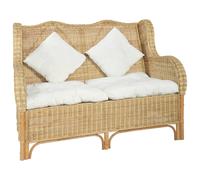 Vidaxl Canapé 2 Places Rotin Naturel Et Lin Multicolore