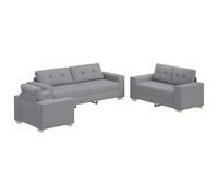 vidaXL Canapé 3 pcs Gris Clair 221 x 80 x 80 cm Tissu en Lin mélangé, Canapé en Lin Élégant, Mobilier Moderne pour Salon, Assise Stylée, Agencement Polyvalent