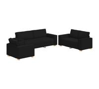 vidaXL Canapé 3 pièces – en tissu noir avec coussins