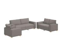 vidaXL Canapé 3 pcs Taupe Tissu en Lin mélangé, Salon, canapé Contemporain, Couchage Lin Moderne, Assise élégante, Durable, mobilier Lounge Chic