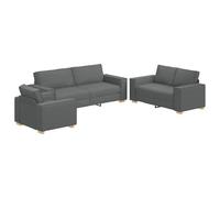 vidaXL Canapé 3 pièces avec Coussins en Tissu Gris foncé
