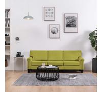 vidaXL Canapé 3 places 3 places Lounge Canapé rembourré Canapé en tissu Sièges Designer Canapé Tissu vert Pieds en plastique