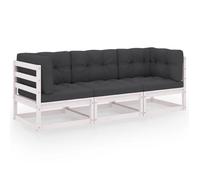 vidaXL Canapé 3 Places avec Coussins Sofa de Terrasse Meuble de Terrasse Canapé d'Extérieur Sofa de Jardin Meuble 3076370