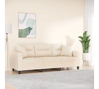 Vidaxl Canapé 3 Places Avec Oreillers Beige 180 Cm Tissu Microfibre Beige