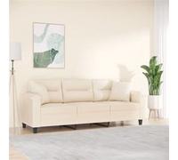 Vidaxl Canapé 3 Places Avec Oreillers Beige 180 Cm Tissu Microfibre Beige