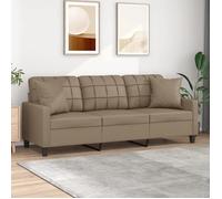 vidaXL Canapé 3 places avec oreillers cappuccino 180 cm similicuir, canapé, canapé rembourré, canapé en faux cuir, canapés, 3200812