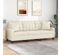 Vidaxl Canapé 3 Places Avec Oreillers Crème 180 Cm Similicuir