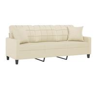 vidaXL Canapé 3 Places avec oreillers crème 180 cm Similicuir, canapé, canapé rembourré, canapé en Faux Cuir, canapés, canapé de Salon