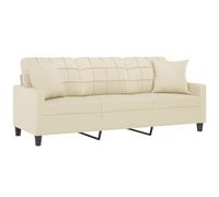 vidaXL Canapé 3 Places avec oreillers crème 180 cm Similicuir, canapé, canapé rembourré, canapé en Faux Cuir, canapés, canapé de Salon