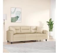 vidaXL Canapé 3 places avec oreillers crème 180 cm tissu microfibre