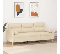 Vidaxl Canapé 3 Places Avec Oreillers Décoratifs Crème 180 Cm Tissu