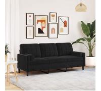 vidaXL Canapé 3 places avec oreillers décoratifs Velours Noir 180 cm rembourré