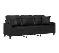vidaXL Canapé 3 Places avec oreillers décoratifs Noir 180cm Similicuir, canapé, canapé rembourré, canapé en Faux Cuir, canapés, canapé de Salon