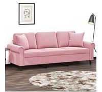 vidaXL Canapé 3 places avec oreillers décoratifs rose 180 cm velours, canapé, canapé de salon, canapé 3 places en velours, 3200958
