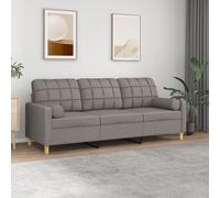 vidaXL Canapé 3 places avec oreillers décoratifs taupe 180 cm tissu