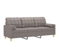 Vidaxl Canapé 3 Places Avec Oreillers Décoratifs Taupe 180 Cm Tissu Gris