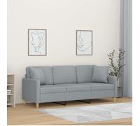Vidaxl Canapé 3 Places Avec Oreillers Gris Clair 180 Cm Tissu Gris