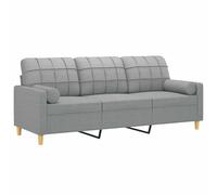 vidaXL Canapé 3 Places avec oreillers Gris Clair 180 cm Tissu, canapé, canapé de Salon, canapé 3 Places en Tissu, canapé rembourré, canapé en Tissu