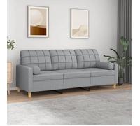 vidaXL Canapé 3 places 3200790 180 cm en tissu gris clair avec oreillers