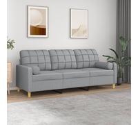 Vidaxl Canapé 3 Places Avec Oreillers Gris Clair 180 Cm Tissu Gris