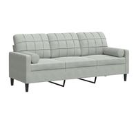 vidaXL Canapé 3 Places avec oreillers Gris Clair 180 cm Velours