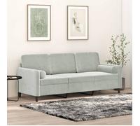vidaXL Canapé 3 places avec oreillers 180 cm velours gris clair