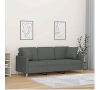 vidaXL Canapé 3 places avec oreillers gris foncé 180 cm tissu 3200918