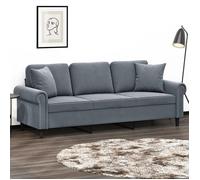 vidaXL Canapé 3 places avec oreillers gris foncé 180 cm velours, canapé, canapé de salon, canapé 3 places en velours, canapé