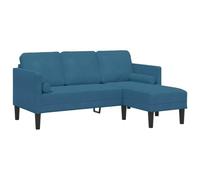 Canapés Vidaxl Bleu Tissu, Bois Grand Housses Amovibles Rectangulaire Bleu