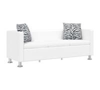 vidaXL Canapé à 3 places Cuir synthétique Blanc