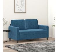 vidaXL Canapé à 2 places Bleu 120 cm Velours