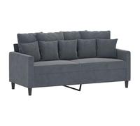 vidaXL Canapé à 2 places 359304 – Moderne velours gris foncé 140 cm, dossier rembourré, accoudoirs